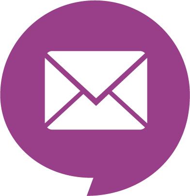 Graphic of the email icon in a purple bubble